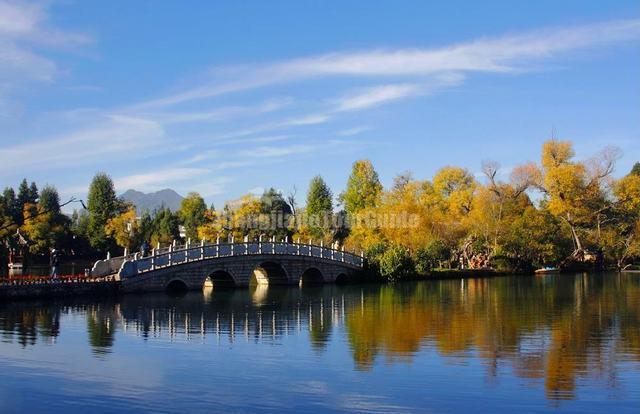 Lijiang Black Dragon Pool Park Beautiful Autumn Scenery