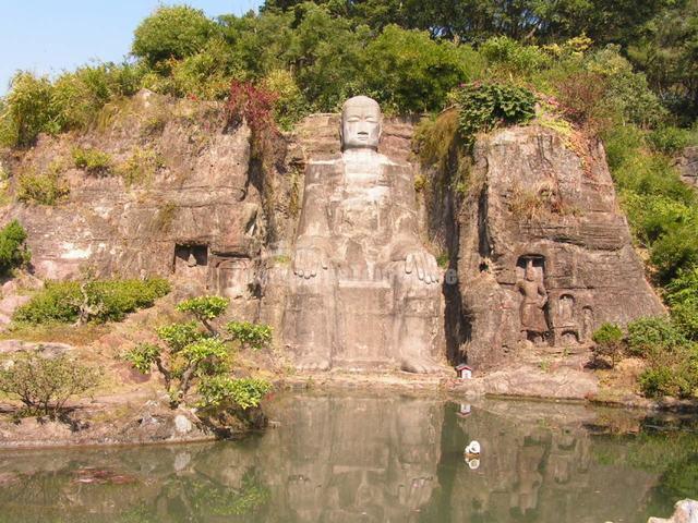 Chinese Folk Culture Village Big Figure of Buddha Stone Sculpture Shenzhen